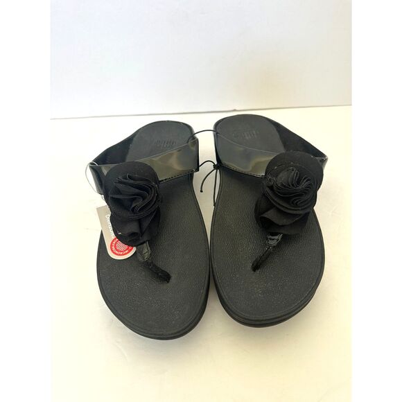 NEW FitFlop Florrie Toe-Post Sandals Black Size 8 - Picture 1 of 6